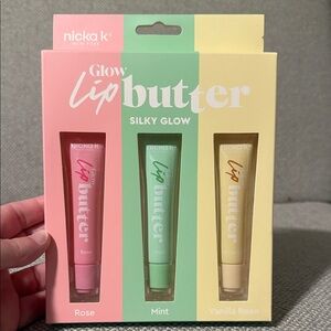 nicka K Glow Lip Butter Trio — Rose, Mint & Vanilla Bean